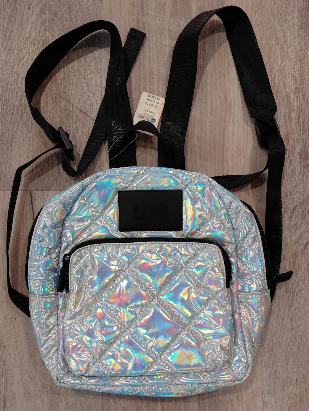 PINK Victoria's Secret Holographic Quilted Mini Backpack - Iridescent